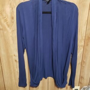 Blue Open Drape Front Cardigan Size Large American Dream Jersey Knit
